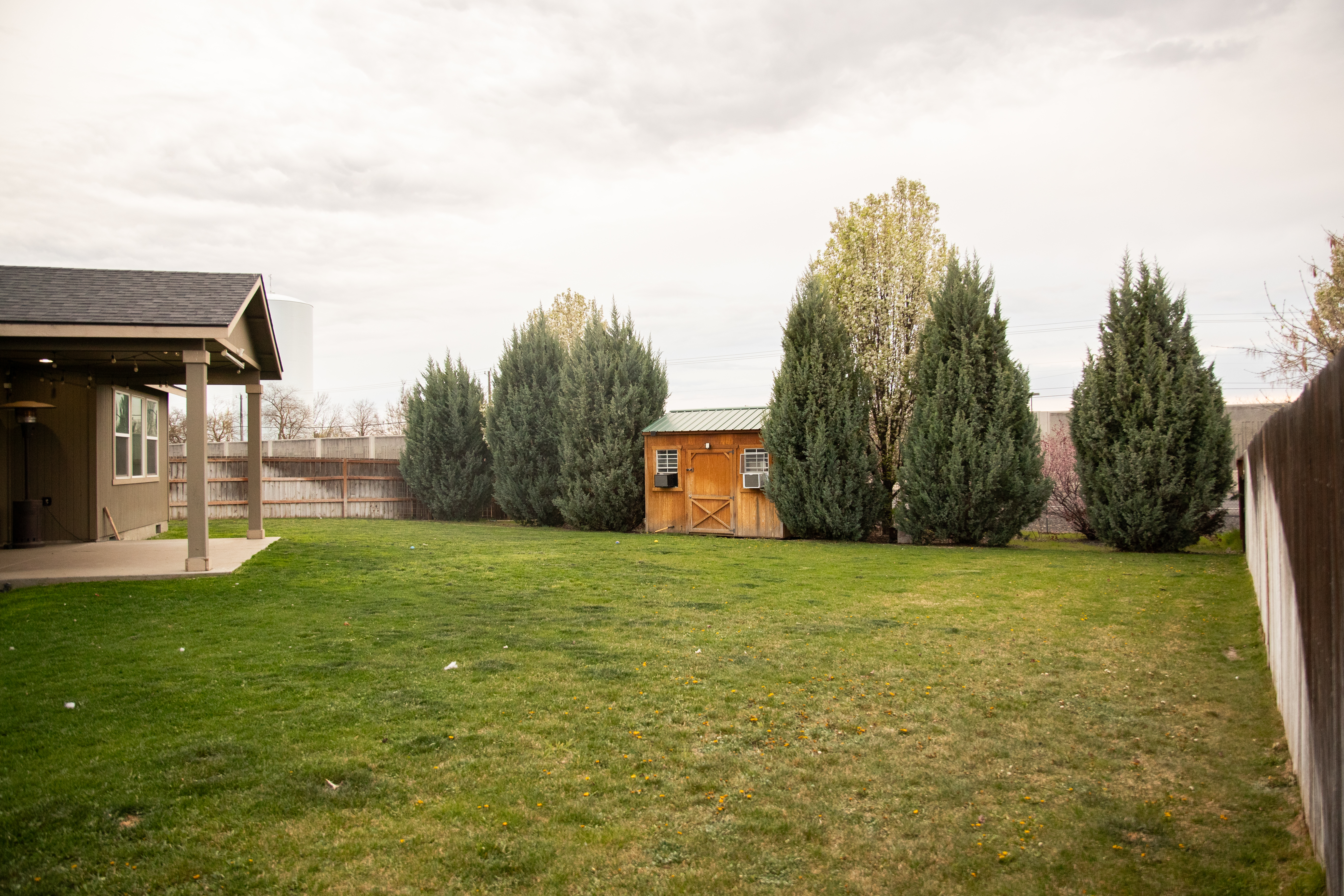 Backyard with covered patio
